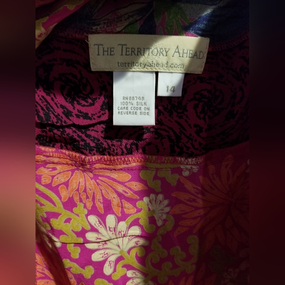 The Territory Ahead 100% Silk Boho Patchwork Pattern Maxi Dress Size 14 - Picture 4 of 8